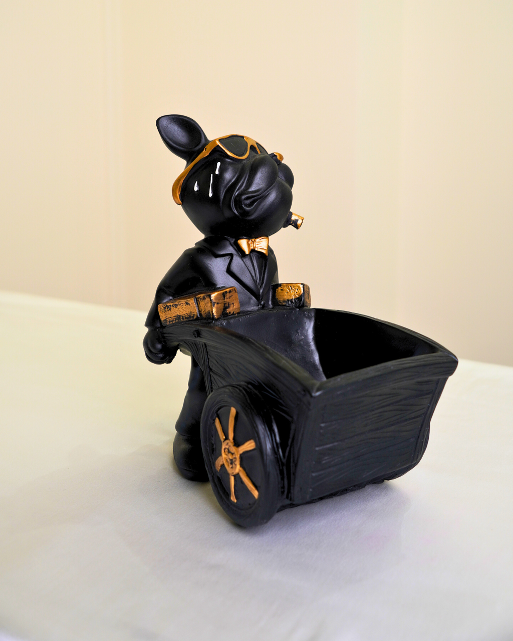 Bulldog Pulling Cart Figurine