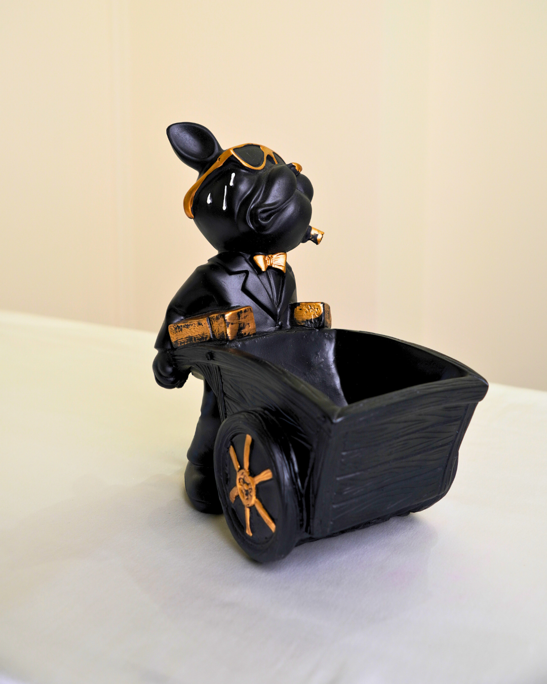 Bulldog Pulling Cart Figurine