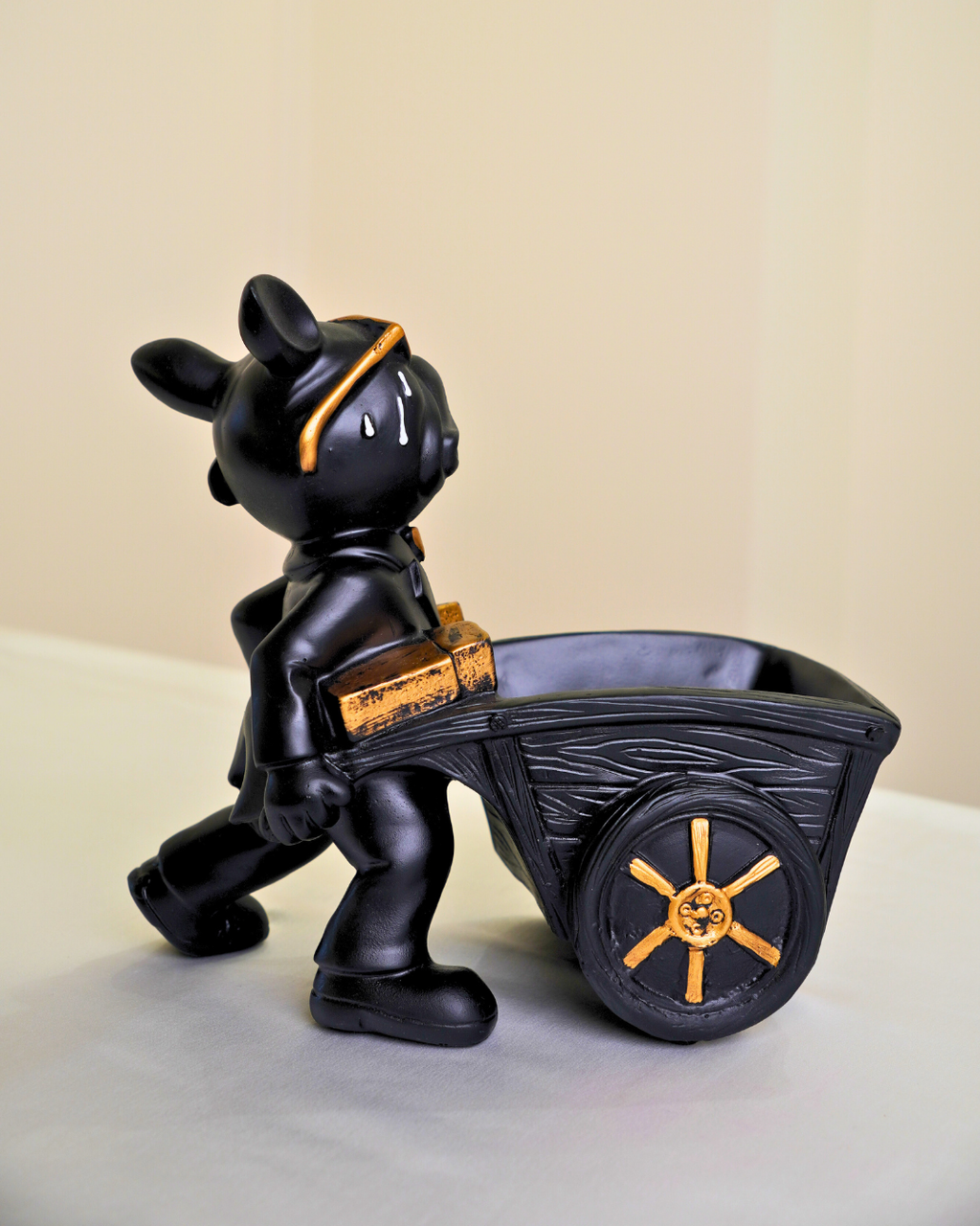 Bulldog Pulling Cart Figurine