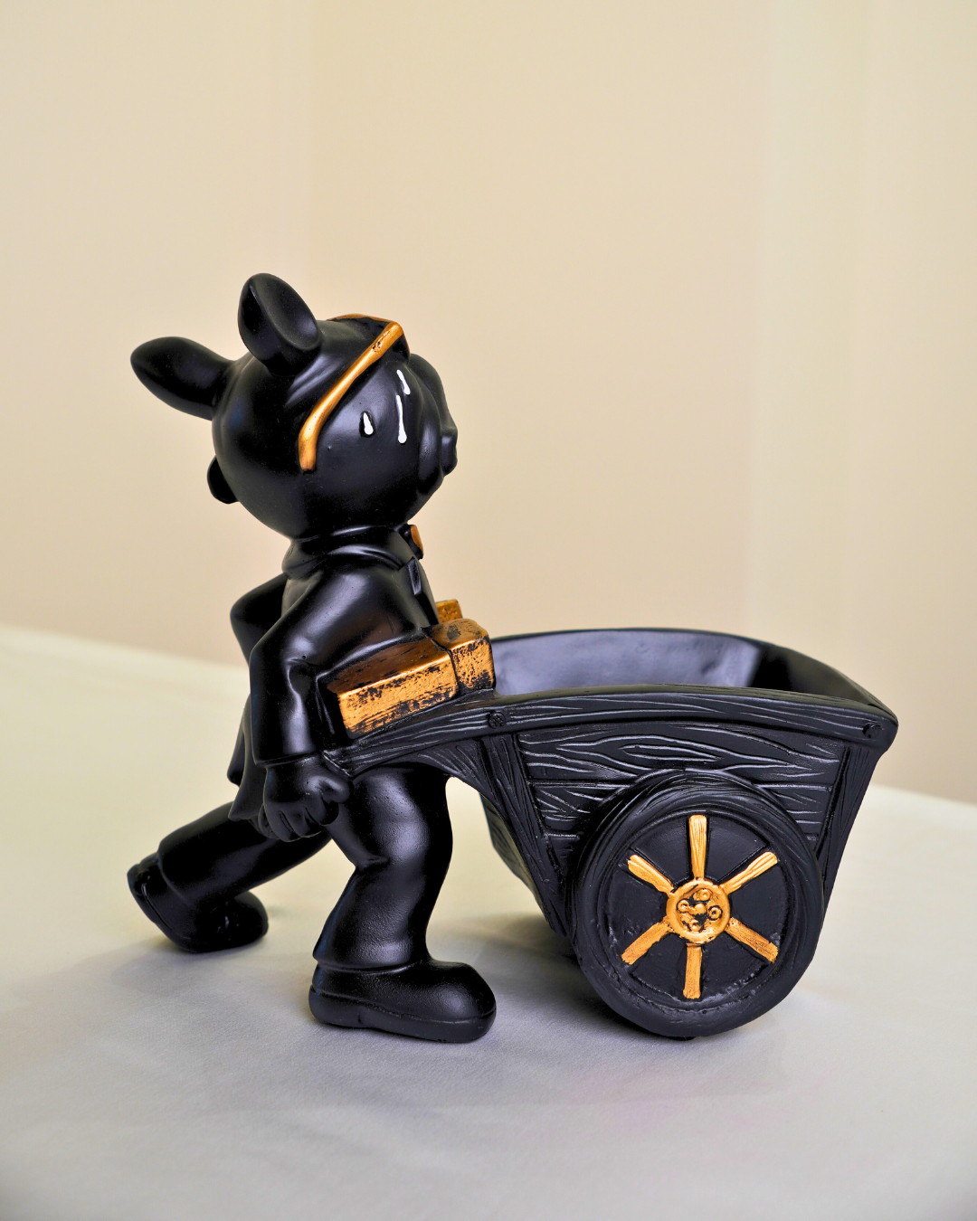 Bulldog Pulling Cart Figurine