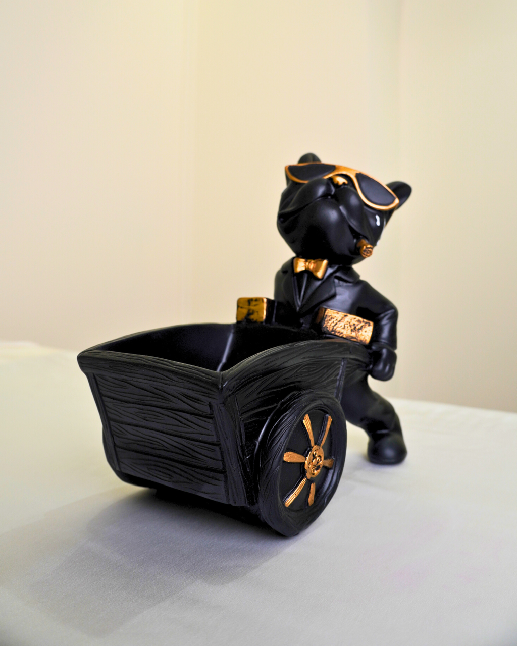 Bulldog Pulling Cart Figurine