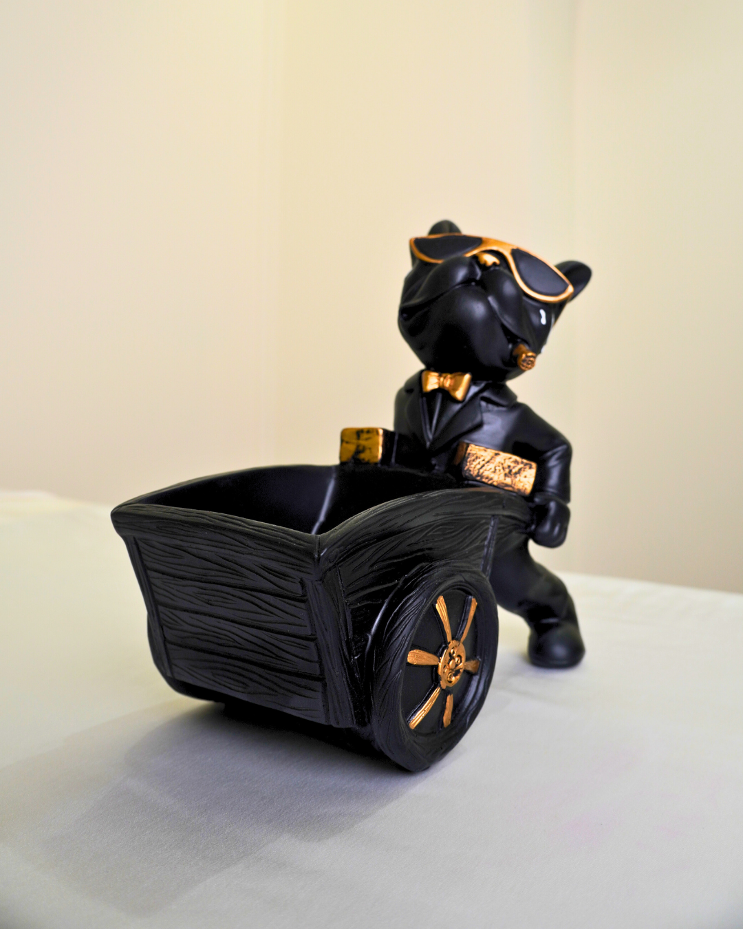 Bulldog Pulling Cart Figurine