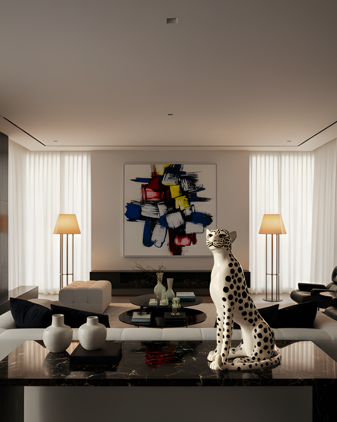 Aurora Snow Leopard Statue